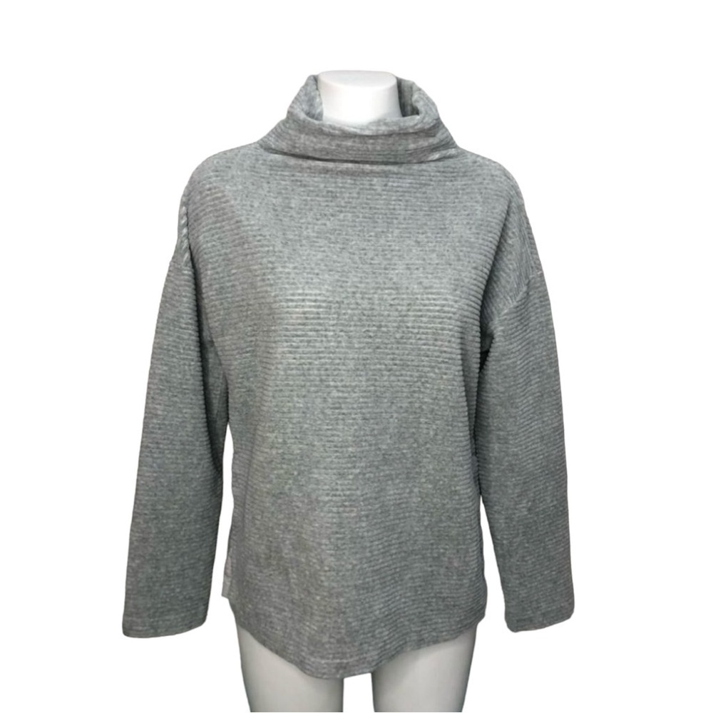 Zella Light Grey Cowl Neck Sweater Split Hem Size Small Activewear Casual